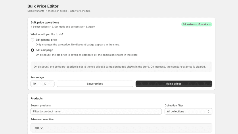 Delta: Bulk Price Editor