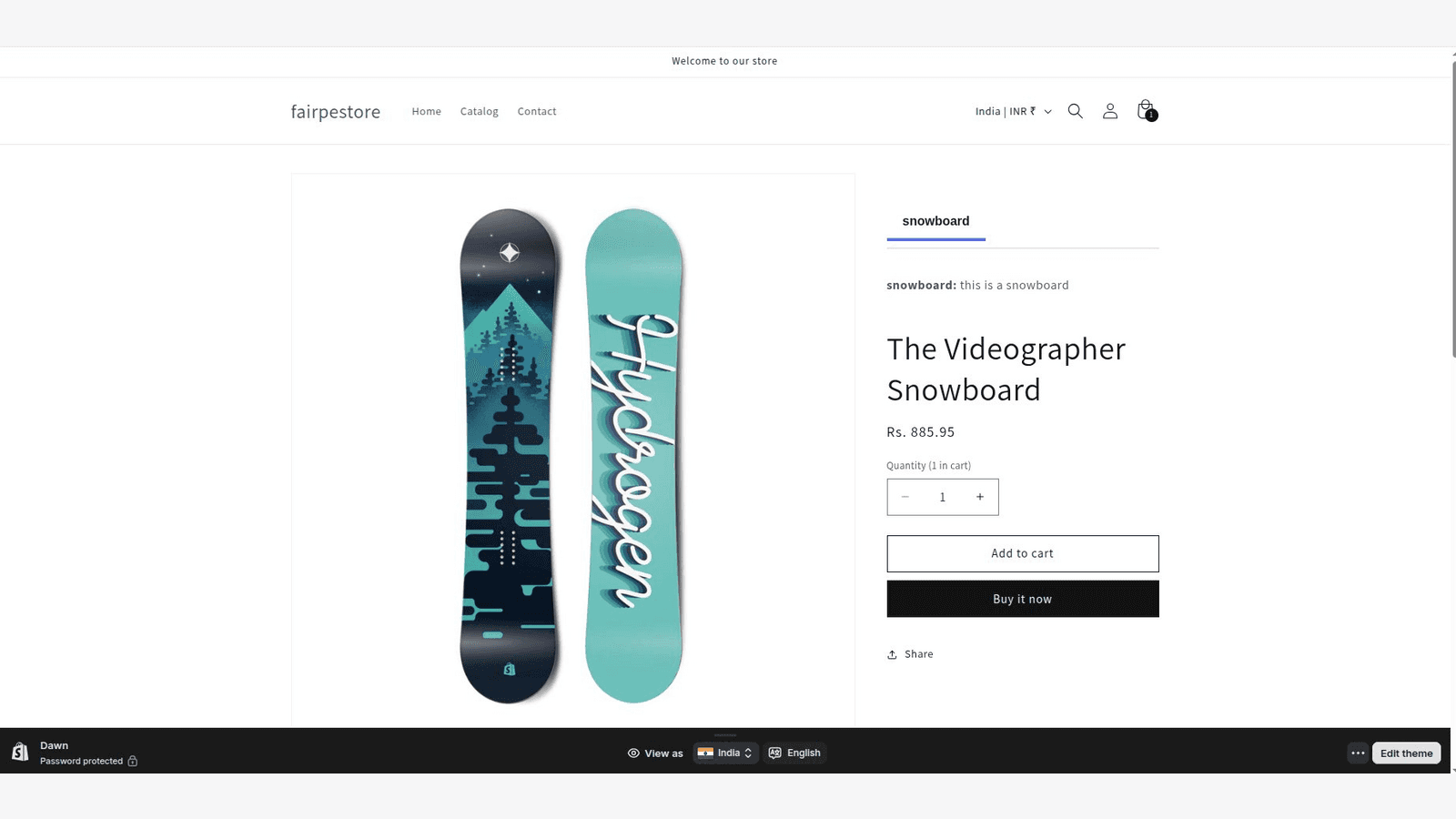 Product page with custom tab displaying product information
