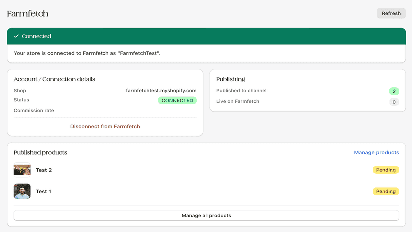 Connect to Farmfetch