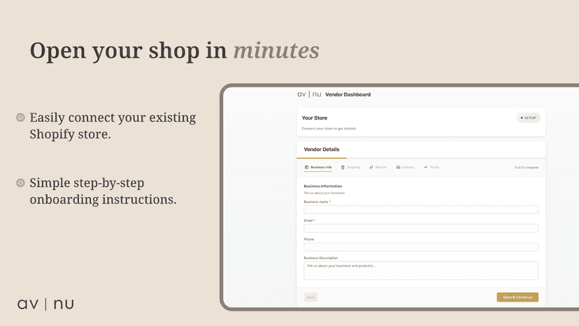 Fill out basic info about merchant