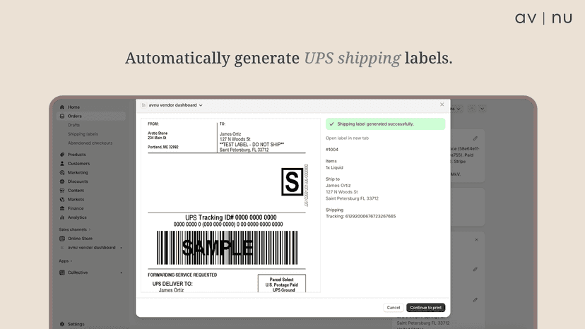 Print shipping label
