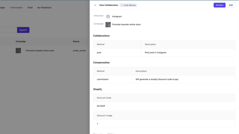 Track the discount code and usage