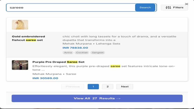 Storefront Search Results
