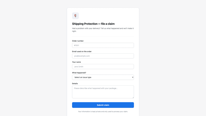 Customer claims portal: submit and track shipping claims