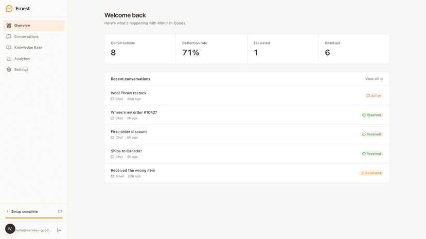 Ernest Main landing Page