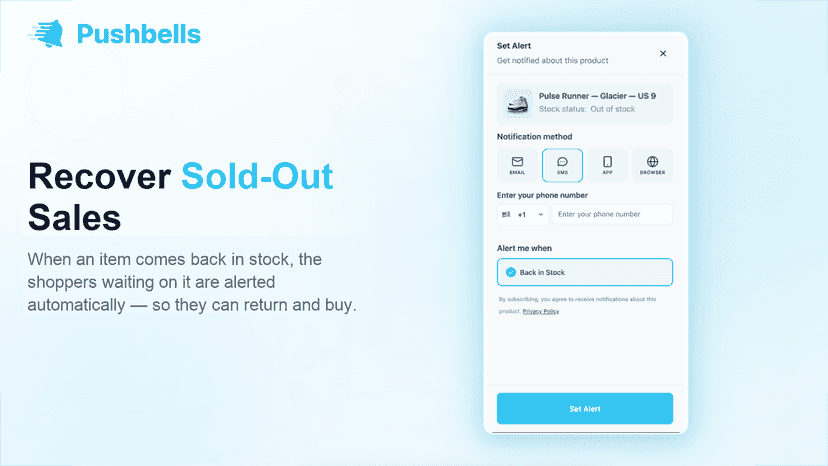 Shopper signs up to be alerted when a sold-out item is back