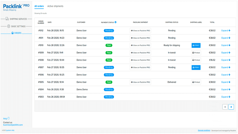 Save time: All your shipments in a unique control panel