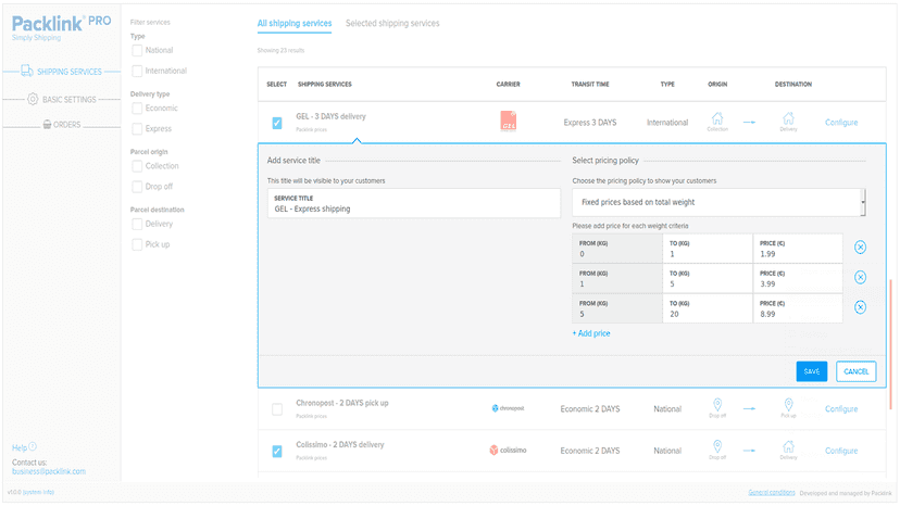 Choose the pricing policy to show your customers
