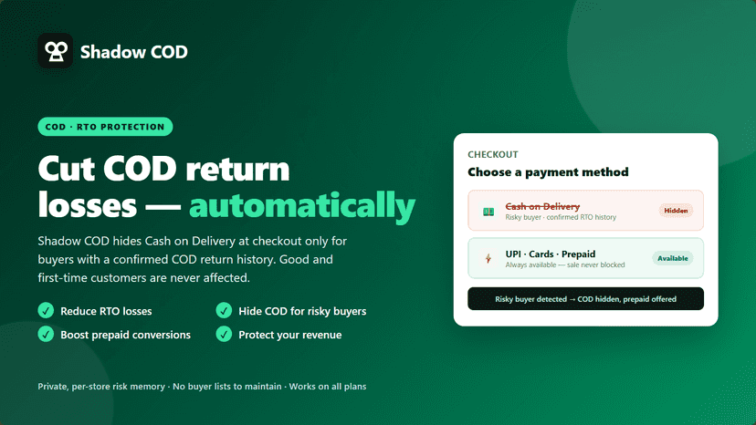 Shadow COD hides Cash on Delivery for risky COD-return buyers