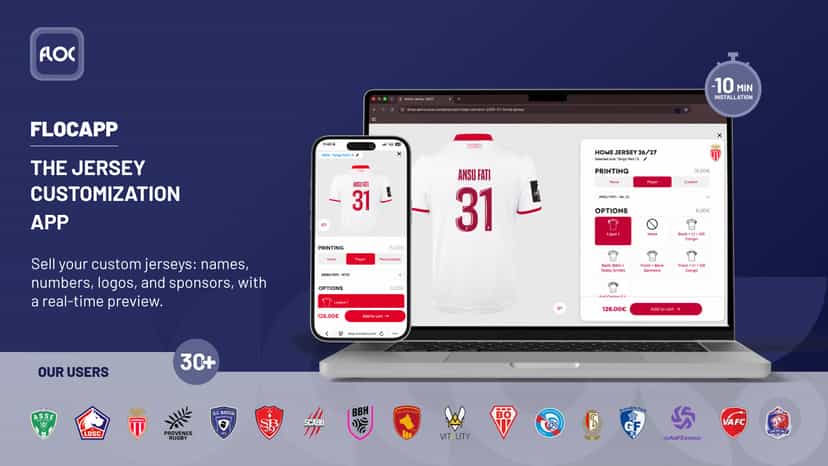 Previewing a jersey and the customisation fields