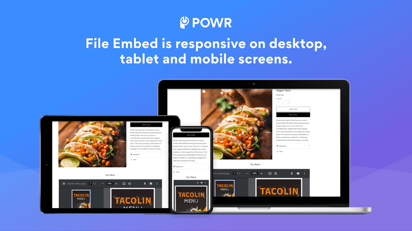 File Embed is responsive on desktop, tablet and mobile screens.