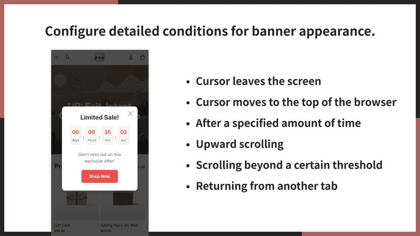 Configure detailed conditions for banner appearance.