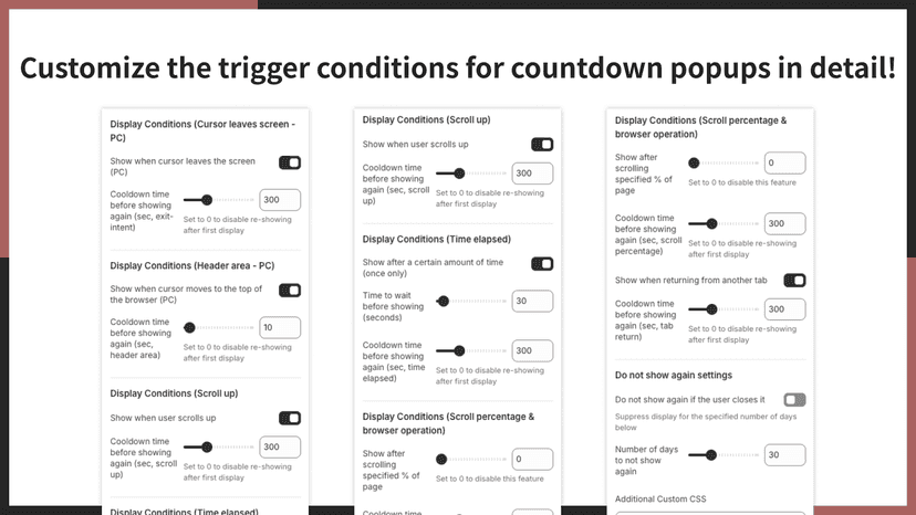 Customize the trigger conditions for countdown popups in detail!