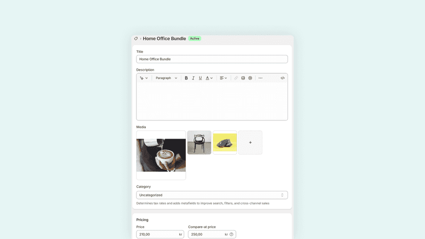 Bundle product page with display at price and price