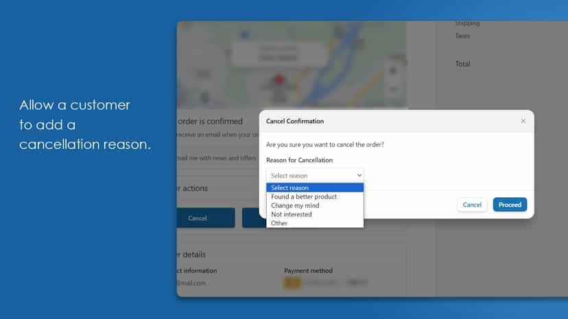 Let customers add a cancellation reason - Codify Order Cancel