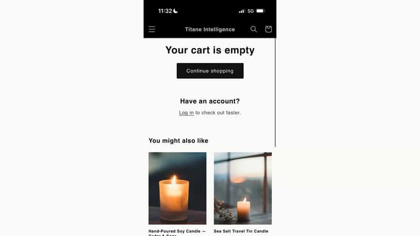 Cart page recommendations mobile