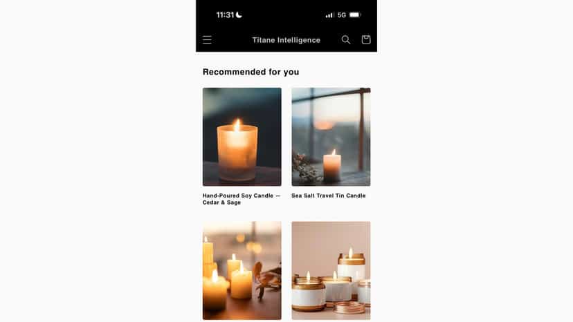 Home page recommendations mobile