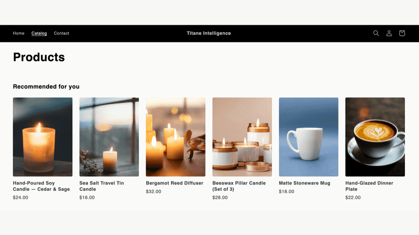 Catalogue page recommendations
