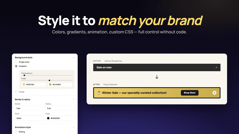 Customizable Announcement Bar