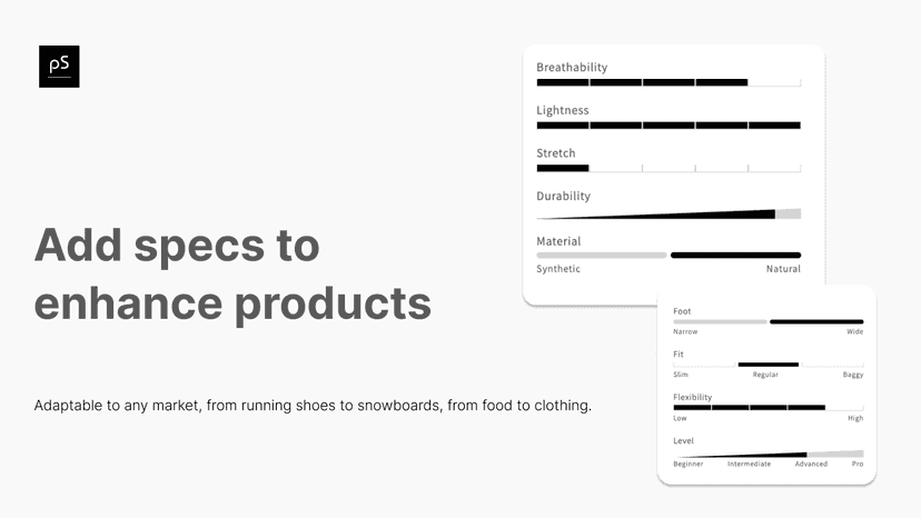 Enhance your products adding product specification charts