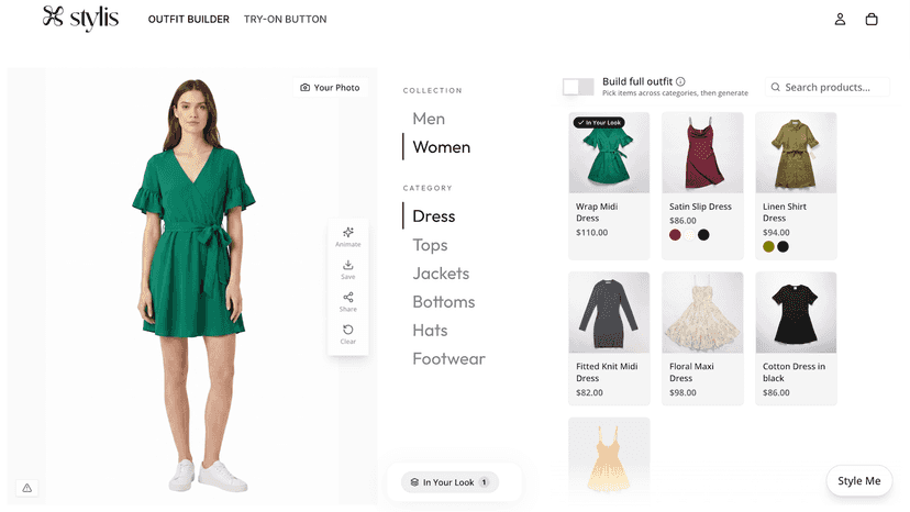 outfit builder after product rendering