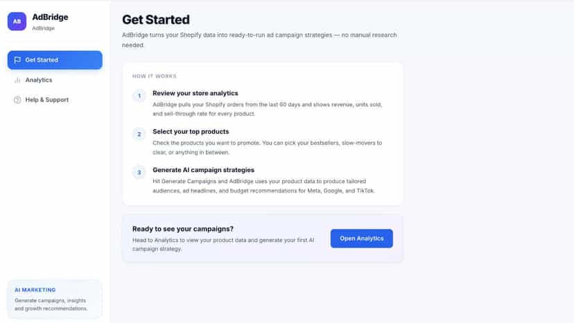 Adbridge Onboard page