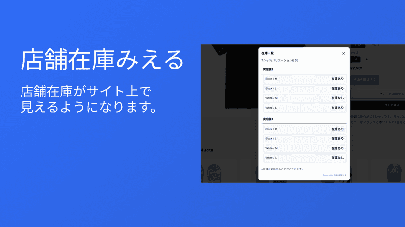 店舗在庫がサイト上で見えるようになります