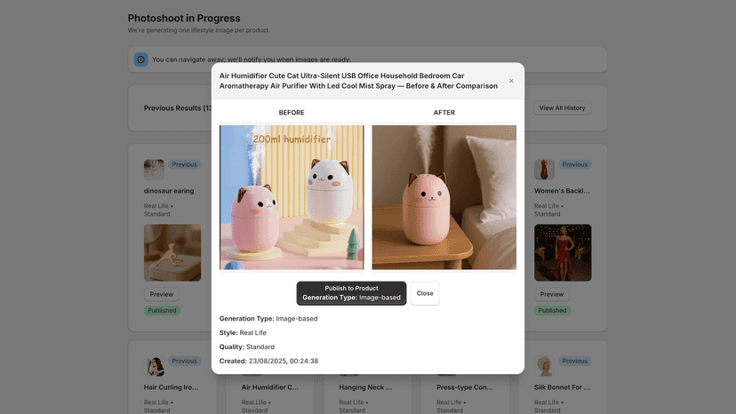 Review results and publish to your store