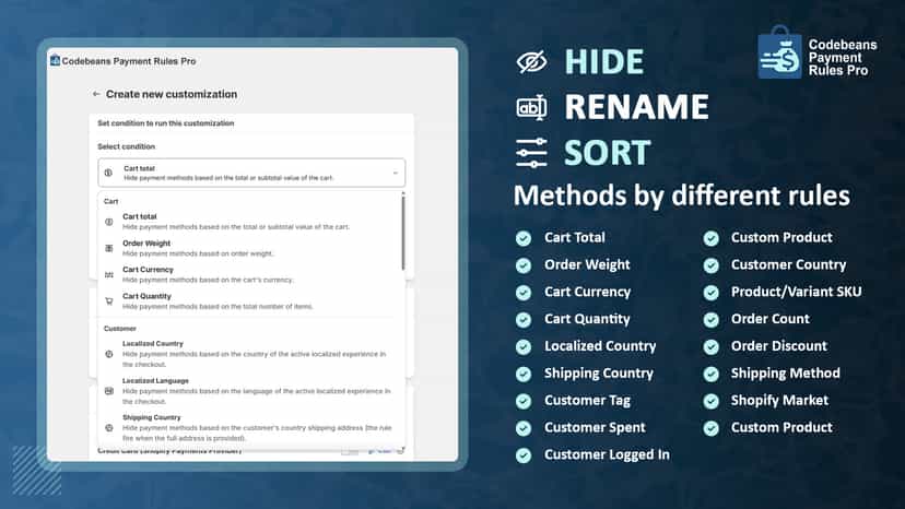 Payment method rules overview