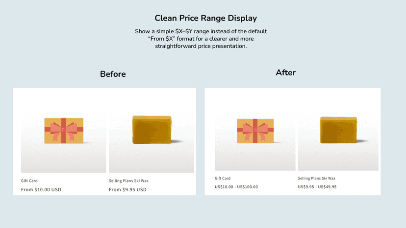 Variant Price Range for Shopify