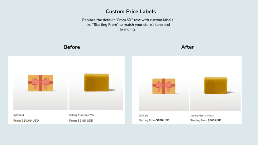Price variations for shopify