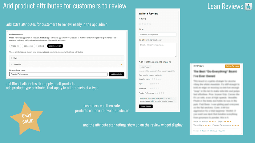 global and product type review attributes