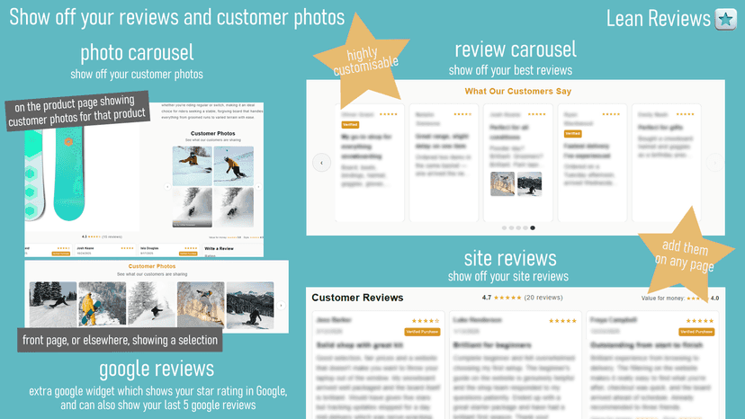review carousel, photo carousel, site reviews, google widget