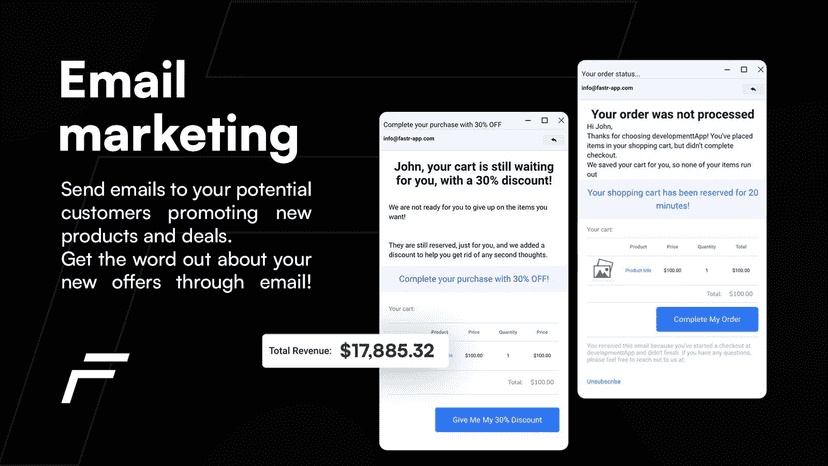 Intuitive cart abandonment email template editor