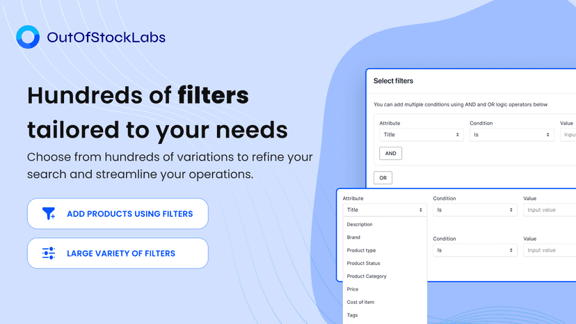 Hundreds of filters including tags, attributes, description, etc