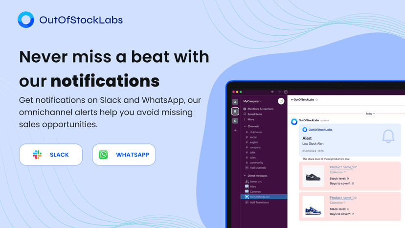 Integrated Slack and WhatsApp notifications and alerts