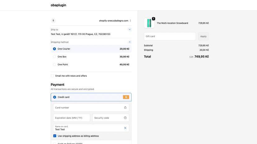 Shipping methods options in cart for your buyers to choose from.
