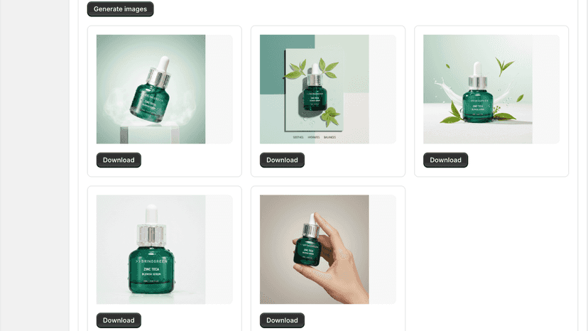 Kluck.ai product image ai gen results