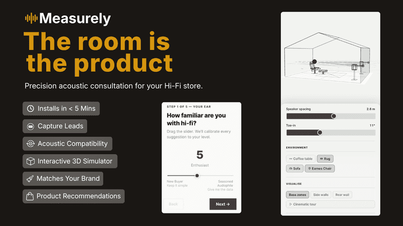3D room simulator and qualified lead capture for hi-fi dealers