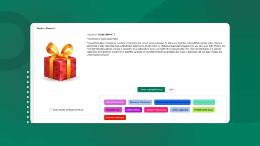 feature frame for products