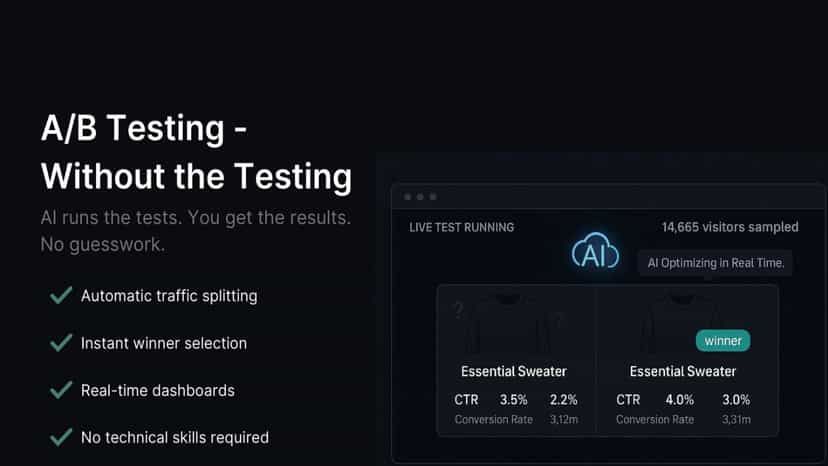 A/B testing AI solution: auto split traffic, real-time insights