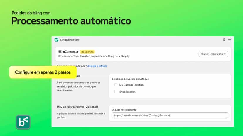 Página de configuração do app Bling Connector