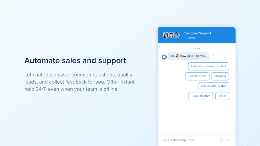 Automate sales and support using Chaport's chatbots