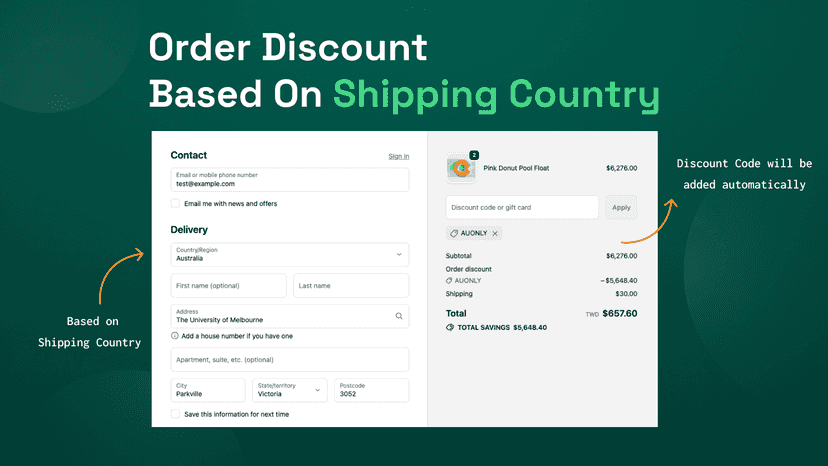 order discount for shipping country