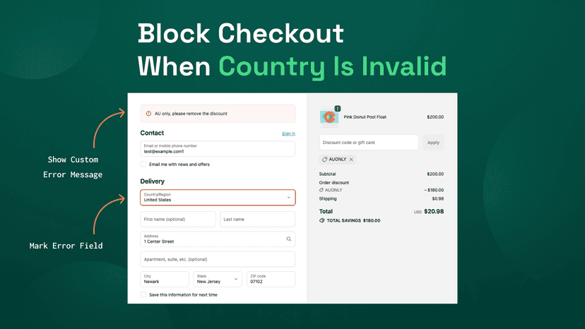 block checkout when country invalid