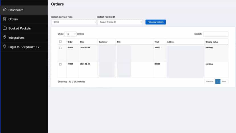 In this screen, you can find all the unfulfilled orders.