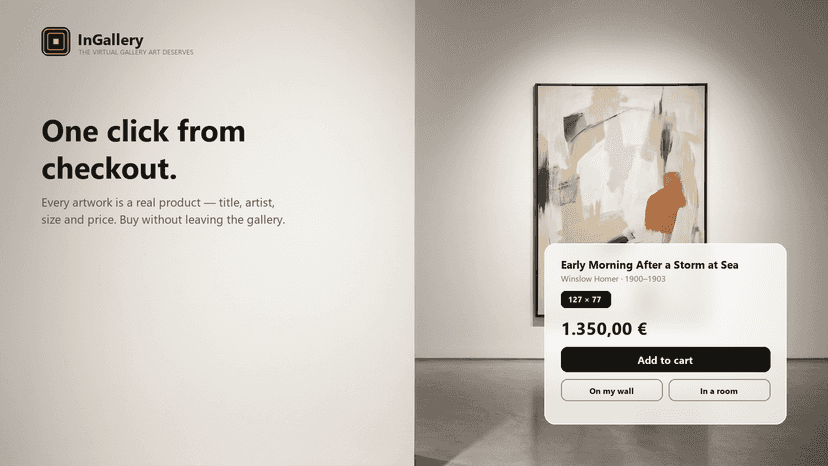 Artwork detail with real price and one-click add to cart