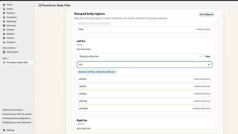 Navigation configuration view