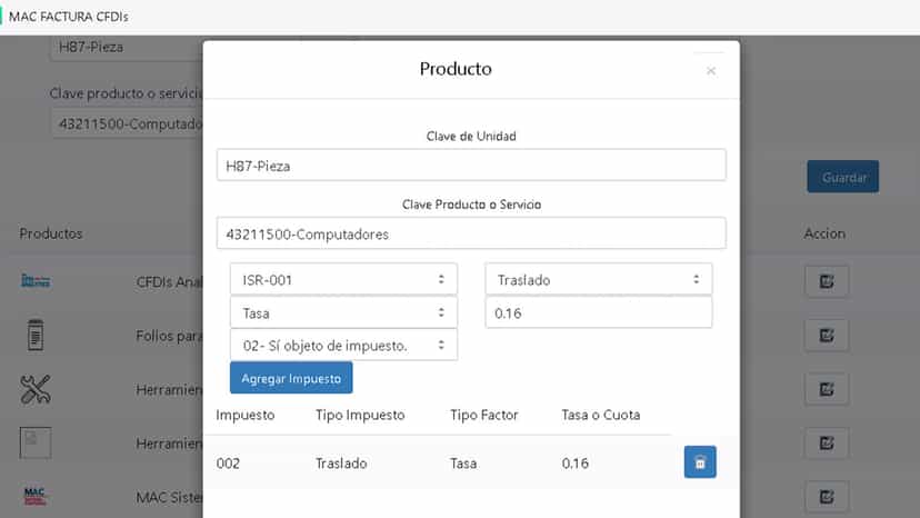 Configura impuestos rápidamente por cada producto