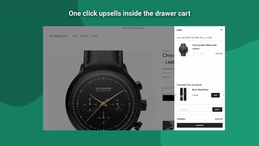 One click upsells in the drawer cart